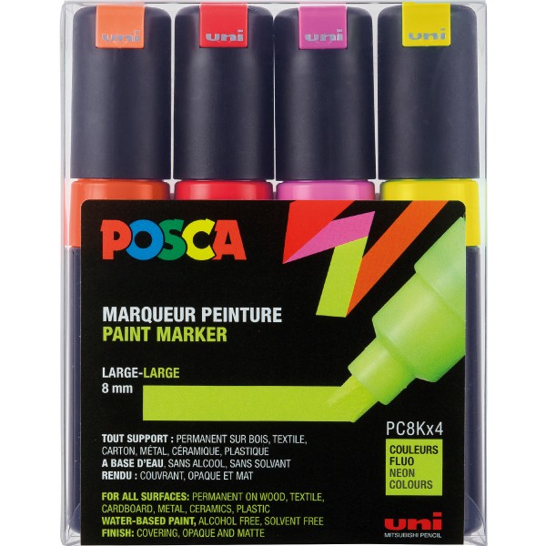 Uni Posca "PC-8K" Marker 4er Set (8mm) - Fluor/Neon