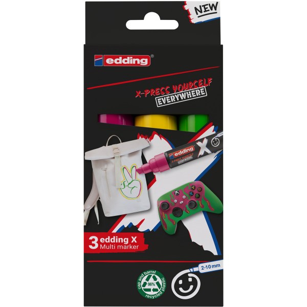 Edding "6900 Multi Marker" 3er Set (2-10mm) Bonbonfarben
