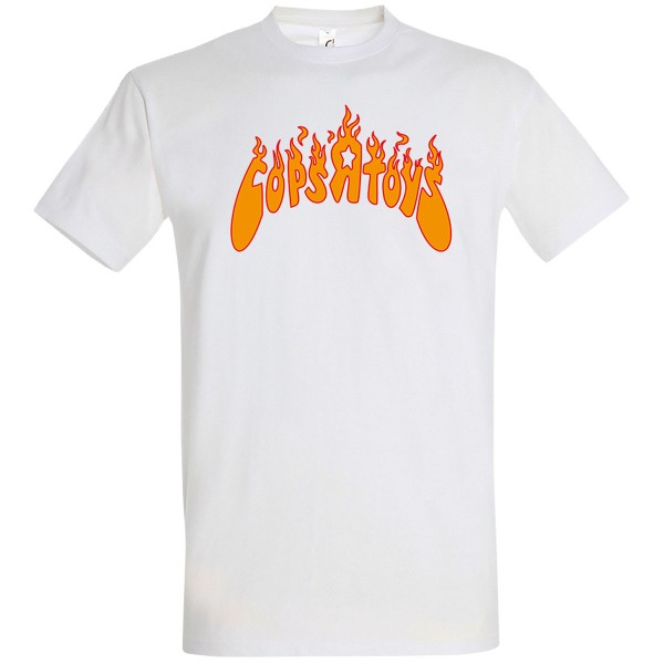 T-Shirt "Cops R Toys - Orange Flames" White