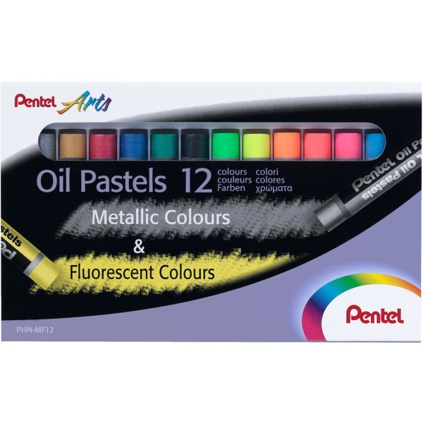 Pentel "Ölpastellkreiden" 12er Set Metallic & Fluorescent