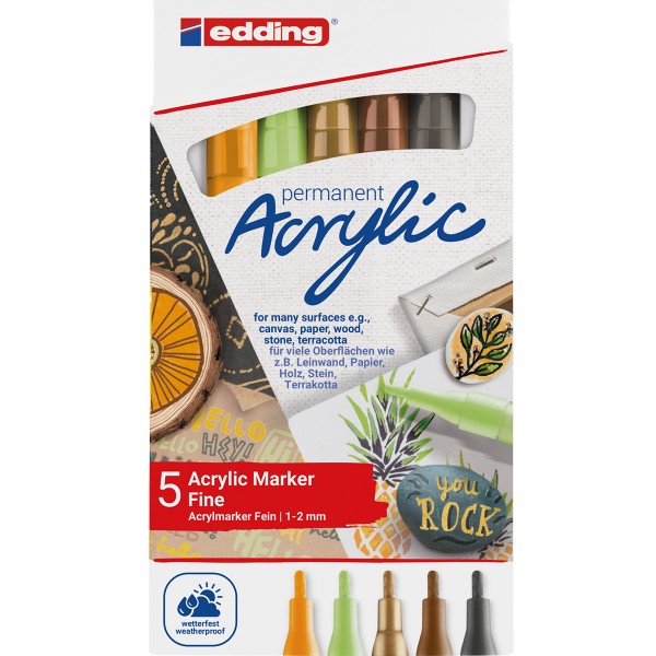 Edding "5300" Acrylmarker Rundspitze 5er Set Natur (1-2mm)