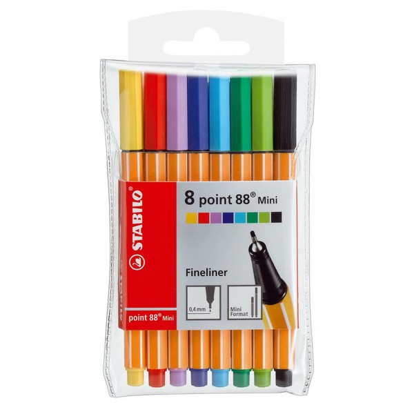 Stabilo "Fineliner Point 88 Mini" (0,4mm) - 8er Etui Basic