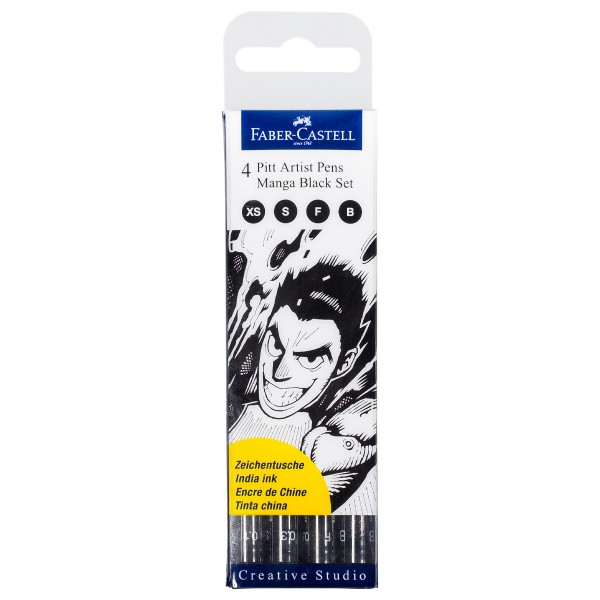 Faber-Castell "Pitt Artist Pen" Tuschestift 4er Set - Manga Black