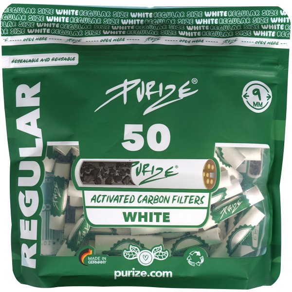 Purize Aktivkohlefilter "Regular Size 50er Pack" White (9mm)