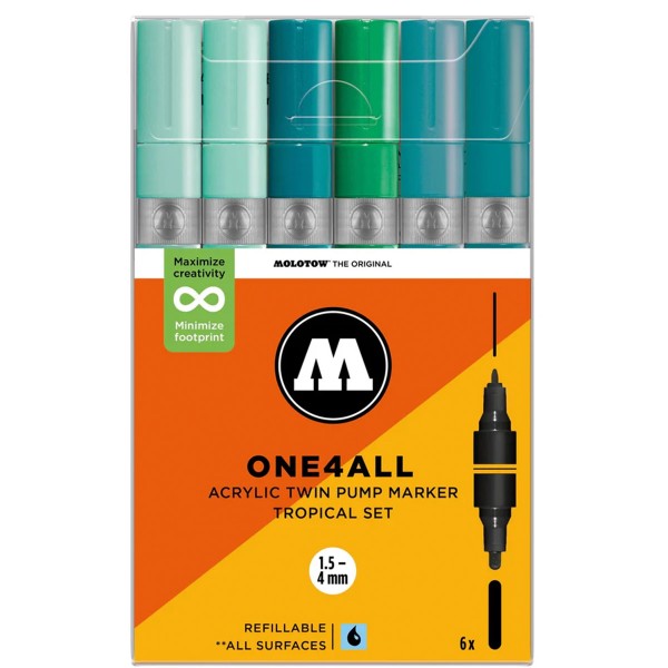 Molotow "One4all Acrylic Twin Marker 6er Set - Tropical"