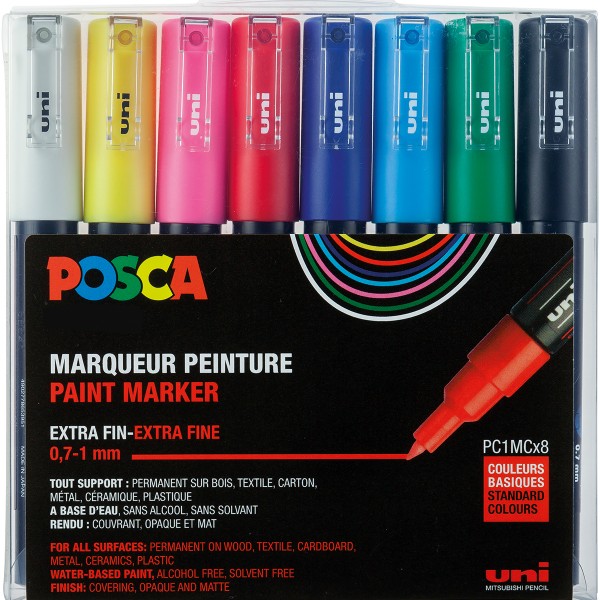 Uni Posca "PC-1MC" Marker 8er Set (0,7-1mm) - Basic