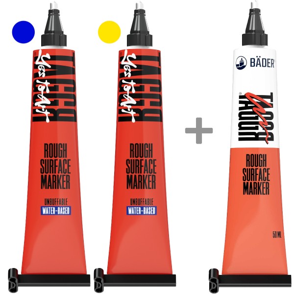Bäder "TAGGR 2+1 Tubenmarker 3er Set" (2,5mm) Blue, Yellow & Random