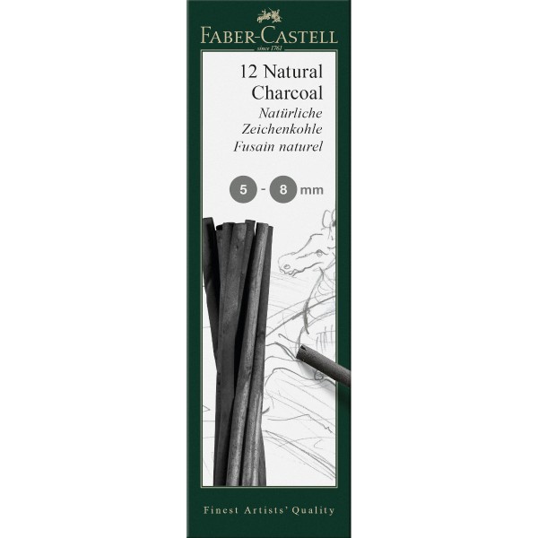 Faber-Castell "Pitt Natural Charcoal" Zeichenkohle 12er Set (5-8mm)