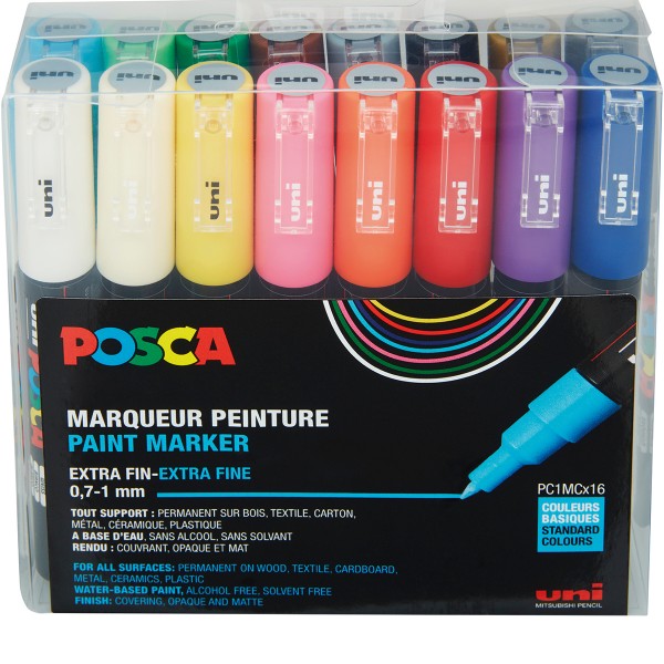 Uni Posca "PC-1MC" Marker 16er Set (0,7-1mm) - Basic