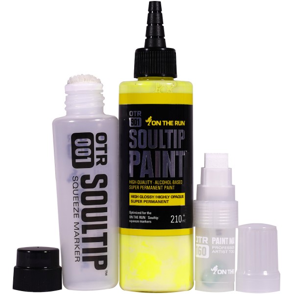 OTR.901 "Soultip Paint (210ml)" + Empty Marker 3er Set 2 - Neon Yellow