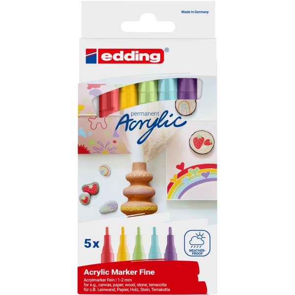 Edding "5300" Acrylmarker Rundspitze 5er Set Regenbogen (1-2mm)