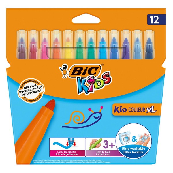 Bic Kids "Kid Couleur XL" 12er Set - Extrabreite Spitze (1,4mm)
