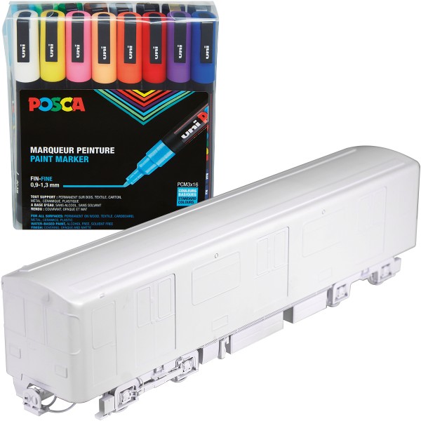 Trainbundle #1 "Modellzug 3D + Posca PC-3M Marker 16er Set Basic" (2 Teile)