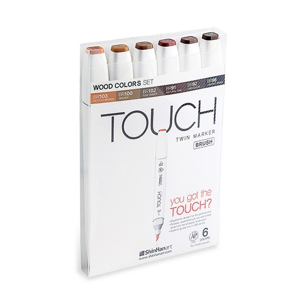 Touch "Twin Brush 6er Set - Wood Colors"