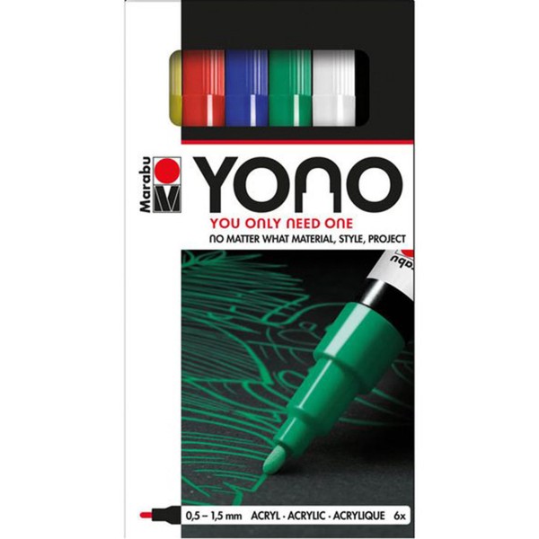 Marabu "YONO" Acrylic Marker 6er Set (0,5mm - 1,5mm)