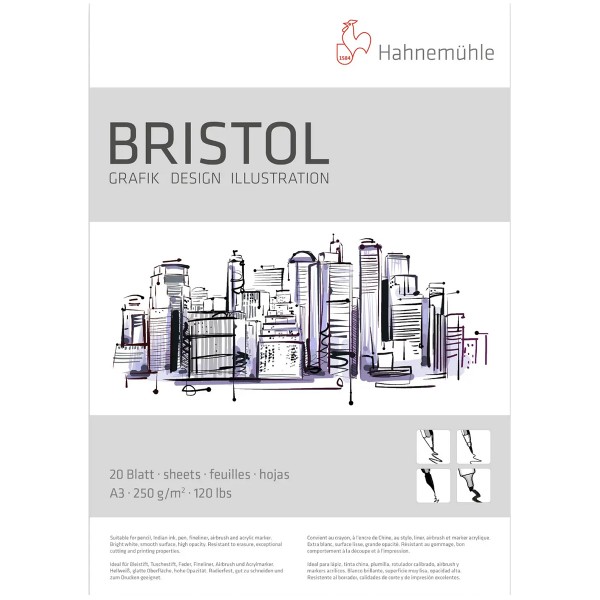 Hahnemühle "Bristolblock" A3 Hochformat 250g/m²