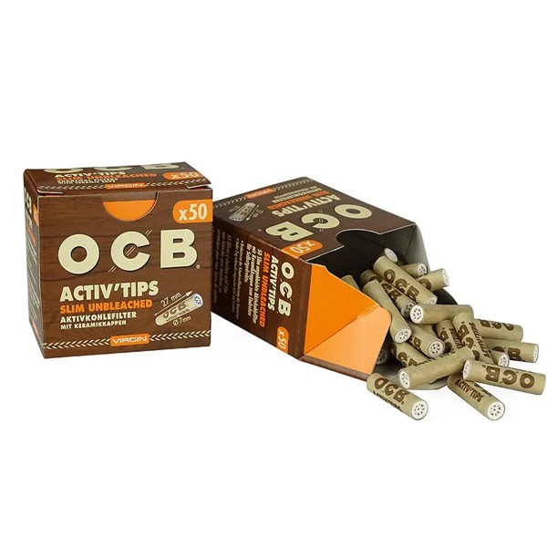 OCB Filter "Slim Activ Tips Unbleached" Aktivkohle 50 Stück (7mm)