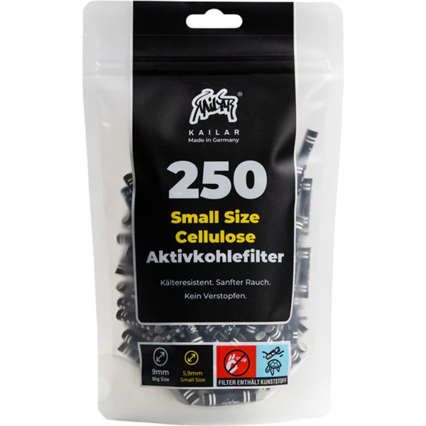 Kailar Aktivkohlefilter "Cellulose Slim Size 250er Pack" - Black