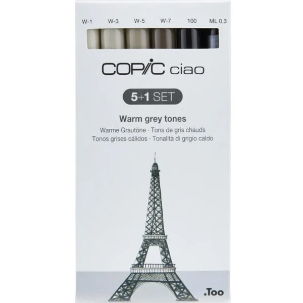 Copic "Ciao 5+1 Warme Grautöne 6er Set" Layoutmarker (1,0mm + 6,0mm)
