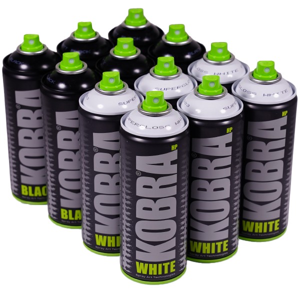 Kobra "New HP Black/White Glossy Double Sixpack" (12x400ml)