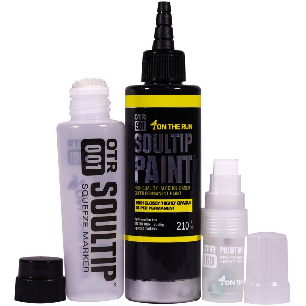 OTR.901 "Soultip Paint (210ml)" + Empty Marker 3er Set 2 - Stainless Dirty Chrome