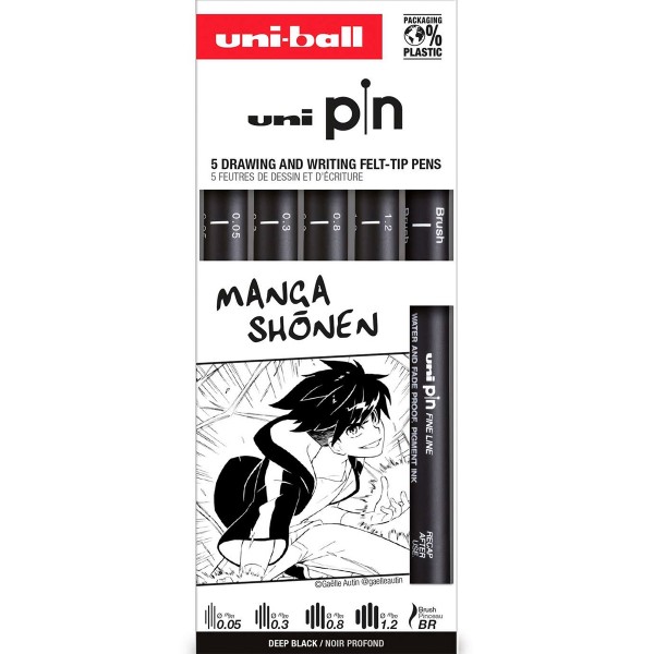 Uni-Ball "Manga Shonen Finelinerset Uni PIN" 5er Set