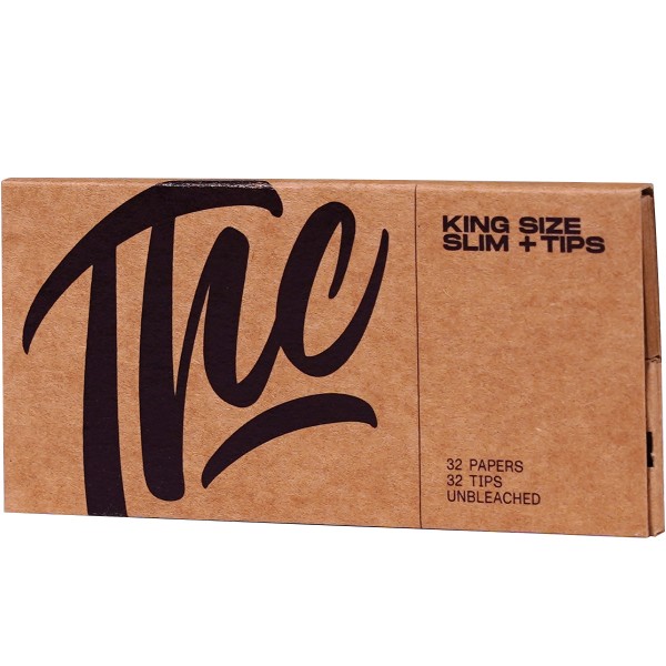 THCREW Papers "King Size Slim + Tips Unbleached" Kombipack (32 Papers + 32 Tips)