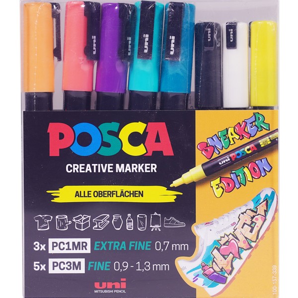Uni Posca "Sneaker Edition White" Marker 8er Set (0,7-1,3mm)