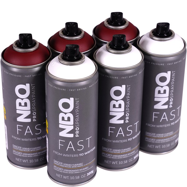 NBQ "New Fast" Sixpack White + N139 Wine Red (6x400ml)