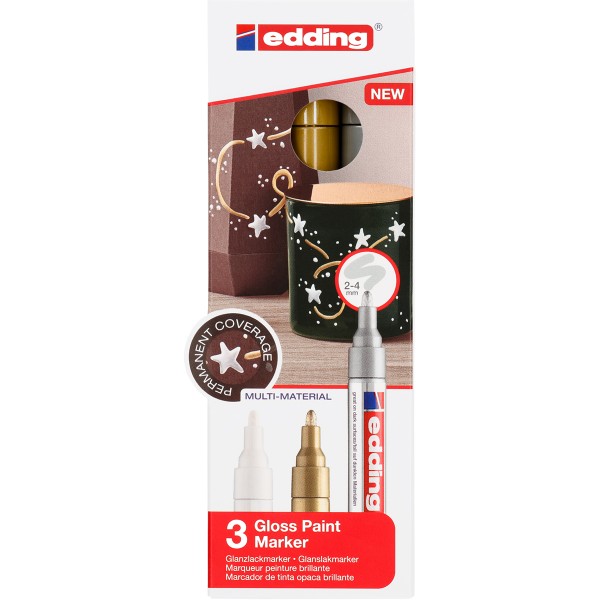 Edding "750" Metallic Gloss Paint Marker 3er Set (2-4mm)