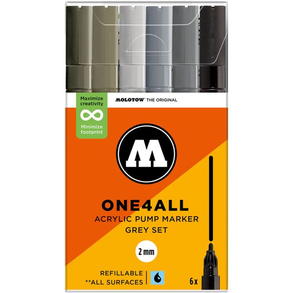 Molotow "127HS" One4all 6er Marker Set (2mm) - Grey