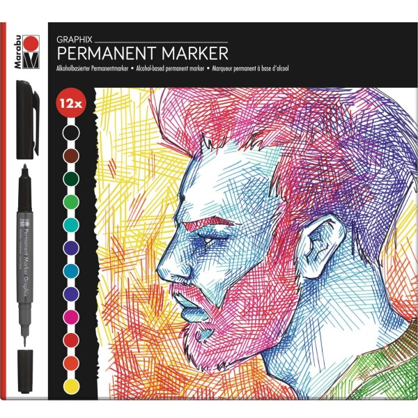 Marabu "Colour Graphix Significant" Permanent Twin Marker 12er Set (1-2mm)