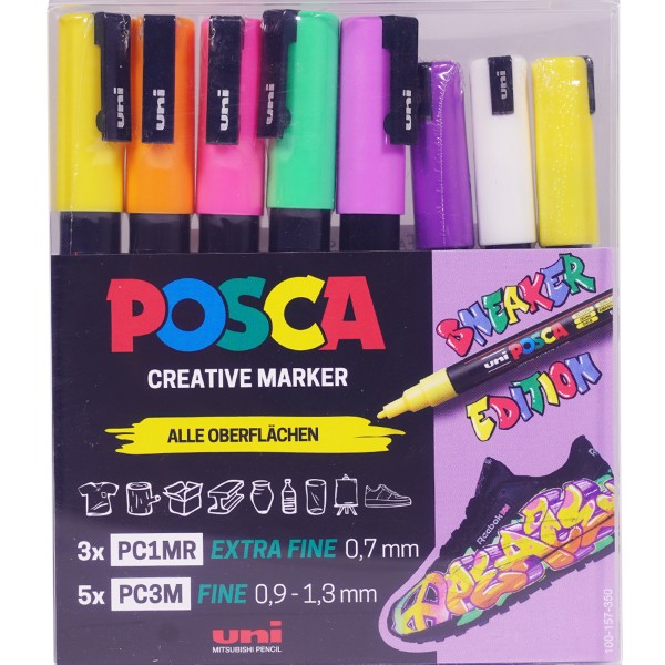 Uni Posca "Sneaker Edition Black" Marker 8er Set (0,7-1,3mm)