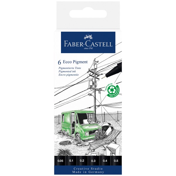Faber-Castell "Tintenfeinschreiber Ecco Pigment Black Edition" 6er Set