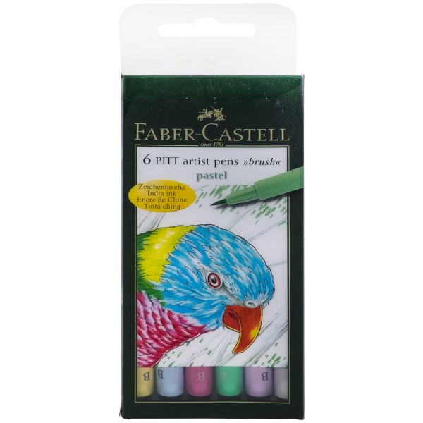 Faber-Castell "Pitt Artist Pen B (Brush)" Tuschestift 6er Set - Pastel