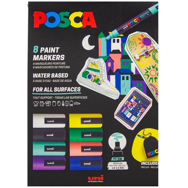 Uni Posca "PC-5M" Marker 8er Set (1,8-2,5mm) - Aktionssets