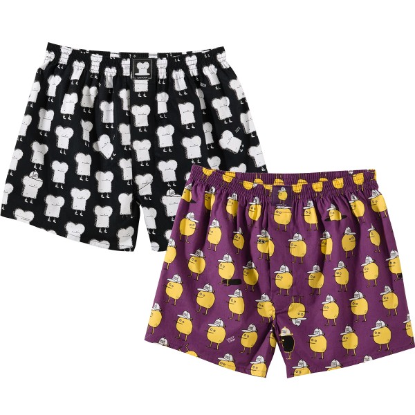 Lousy Livin Boxershorts "Toast & Zitrone 2er Pack" Purple/Black