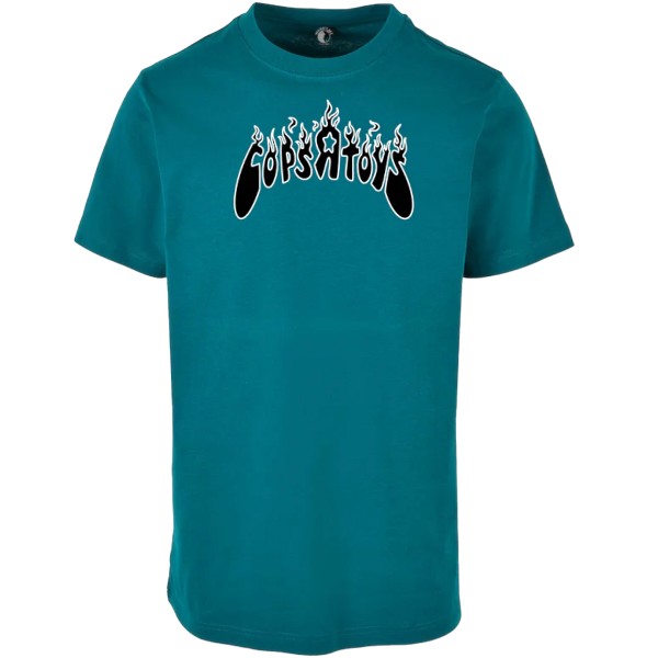 T-Shirt "Cops R Toys - Flames" Retro Green