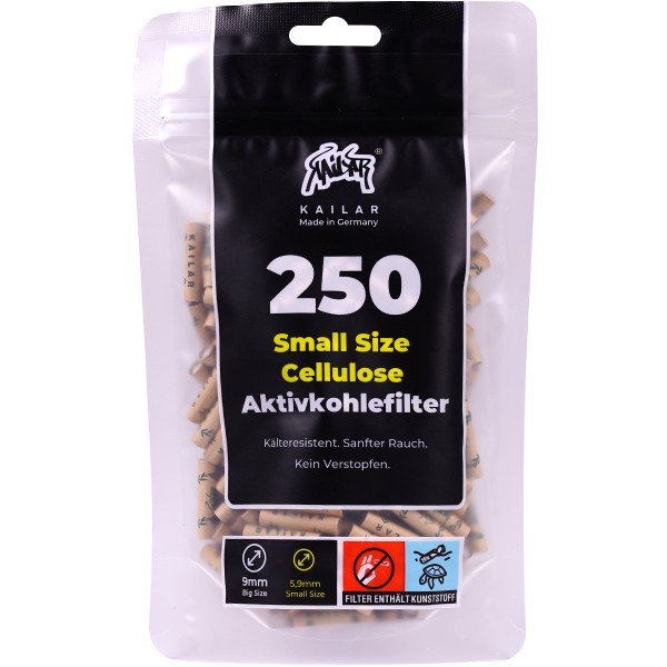 Kailar Aktivkohlefilter "Cellulose Slim Size 250er Pack" - Unbleached