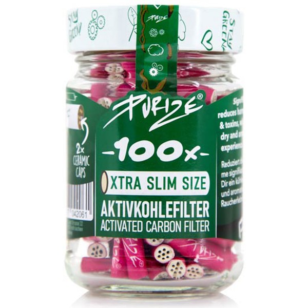 Purize Aktivkohlefilter "XTRA Slim Size 100er Glas" - Pink