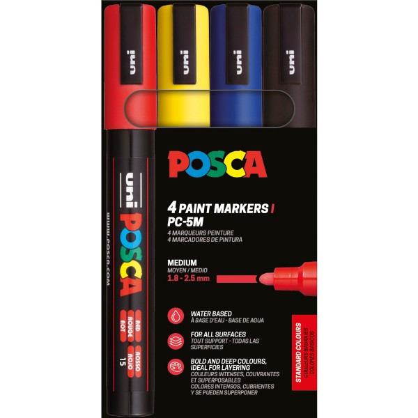Uni Posca "PC-5M" Marker 4er Set (1,8-2,5mm) - Basic