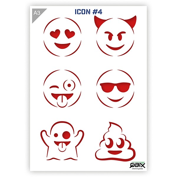 Plastikschablone "Icon #4 - Emojis" A3