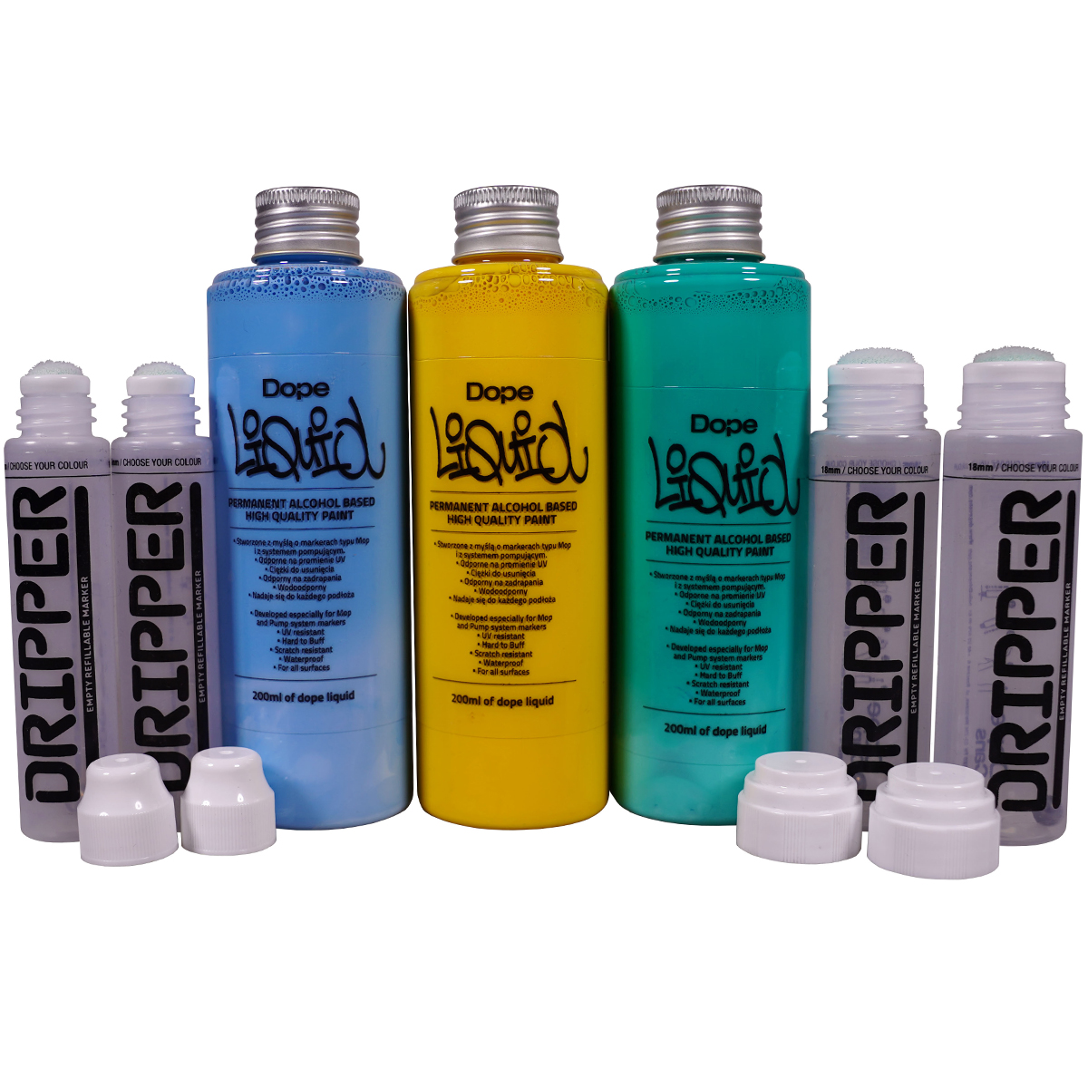 Dope "Liquid Refill Dripper" Bright Set (7 Teile) Tagmarker Boxen