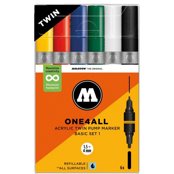 Molotow "One4all Acrylic Twin Marker 6er Set - Basic"