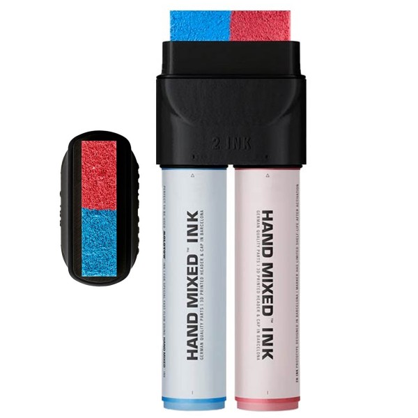 Hand Mixed "Double Tank" Ink Marker Matrix - Blue/Red
