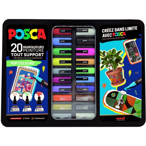 Uni Posca "Pop Colours" Metalletui 20er Marker Set