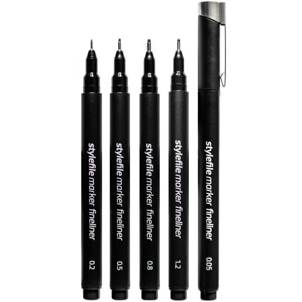 Stylefile Fineliner Marker "5er Main Set" Black