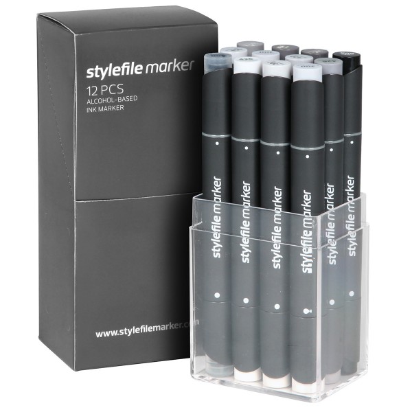 Stylefile Twin Marker "12er Set" Neutral Grey