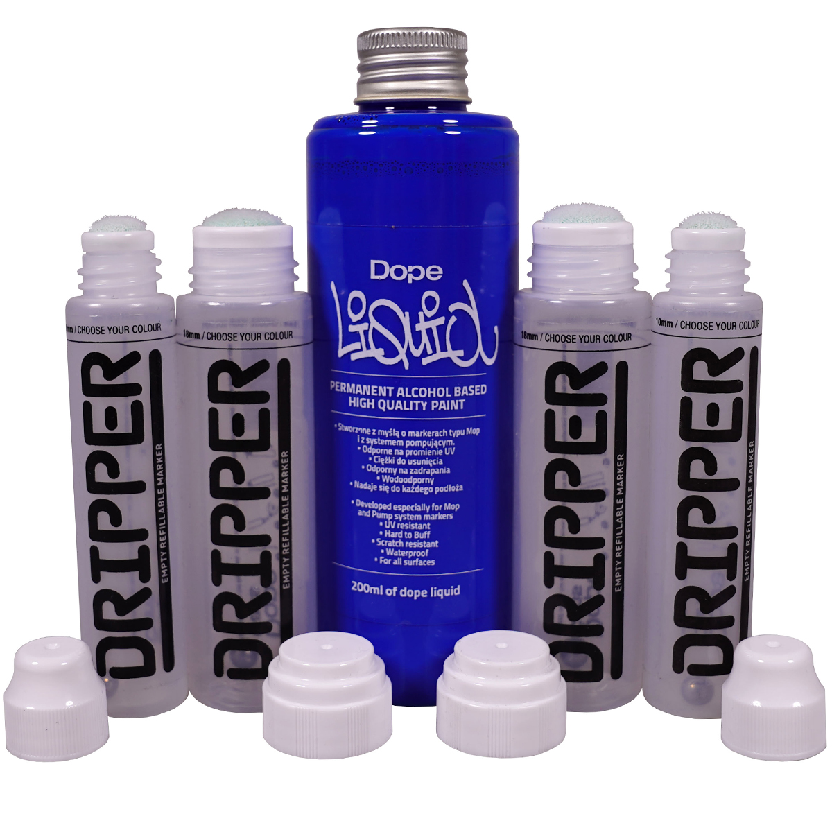 Dope "Liquid Refill Dripper" Dark Blue Set (5 Teile) Tagmarker Boxen