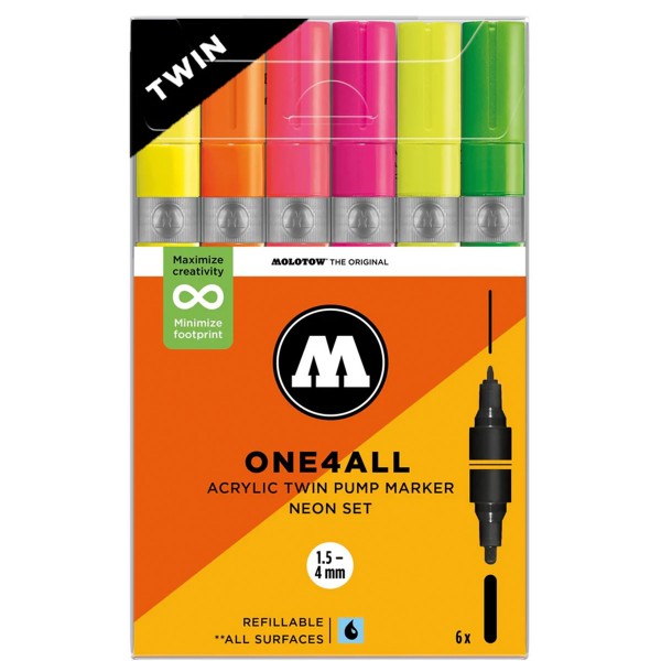 Molotow "One4all Acrylic Twin Marker 6er Set - Neon"